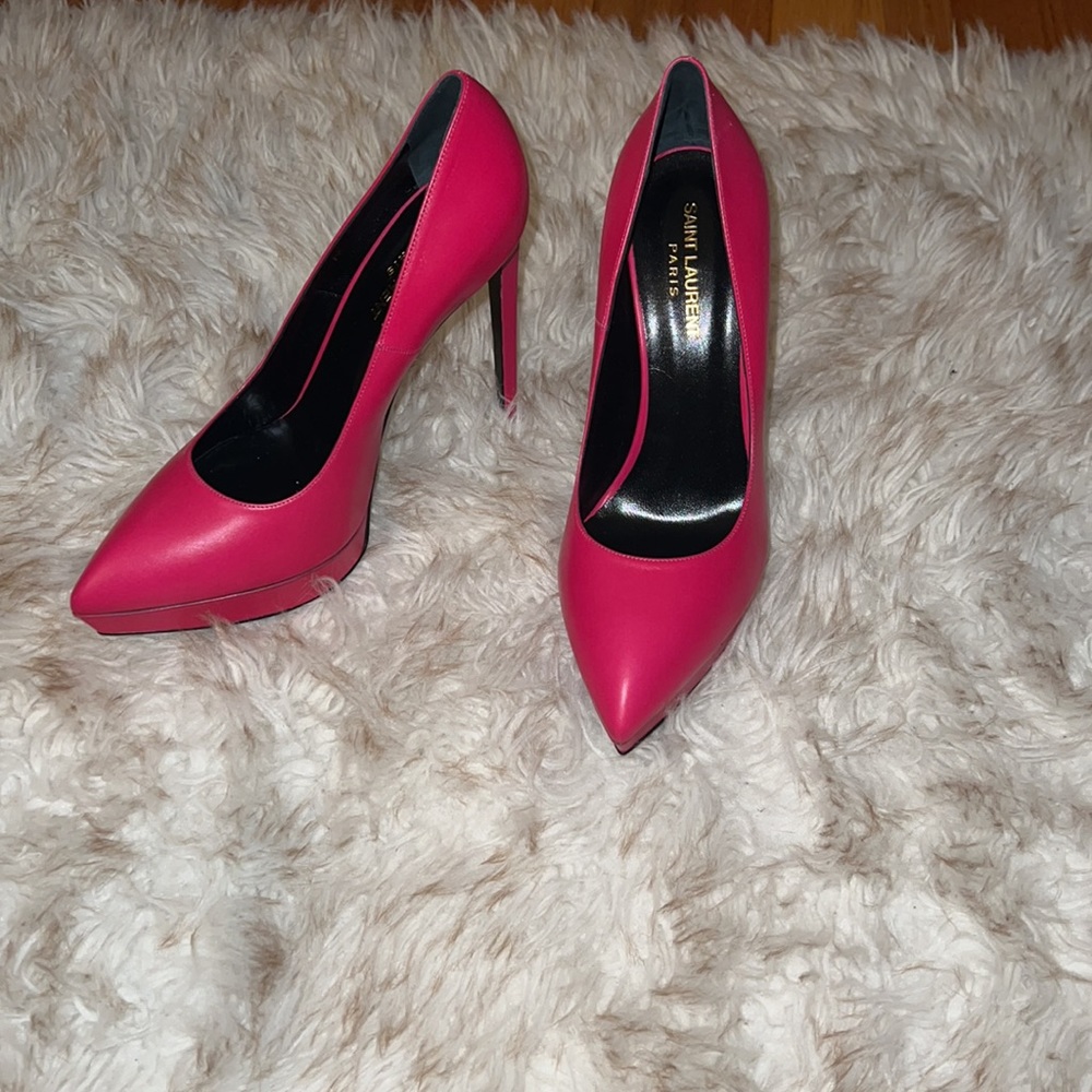 SAINT LAURENT JANIS LEATHER PLATFORM PUMPS - Picture 6 of 9